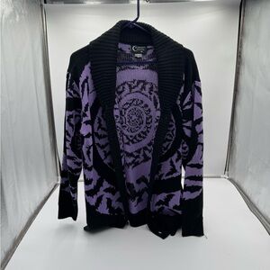 Midnight Hour Purple Bat Spiral Gothic Cardigan Sweater MD